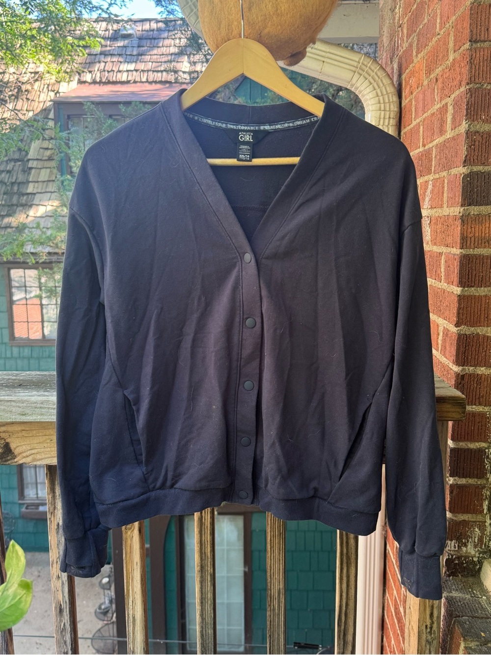Athleta Black Snap-Front Lightweight Cardigan